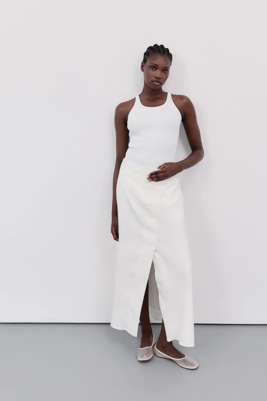 GEMMA OFF WHITE MIDI SKIRT sold by Dissh