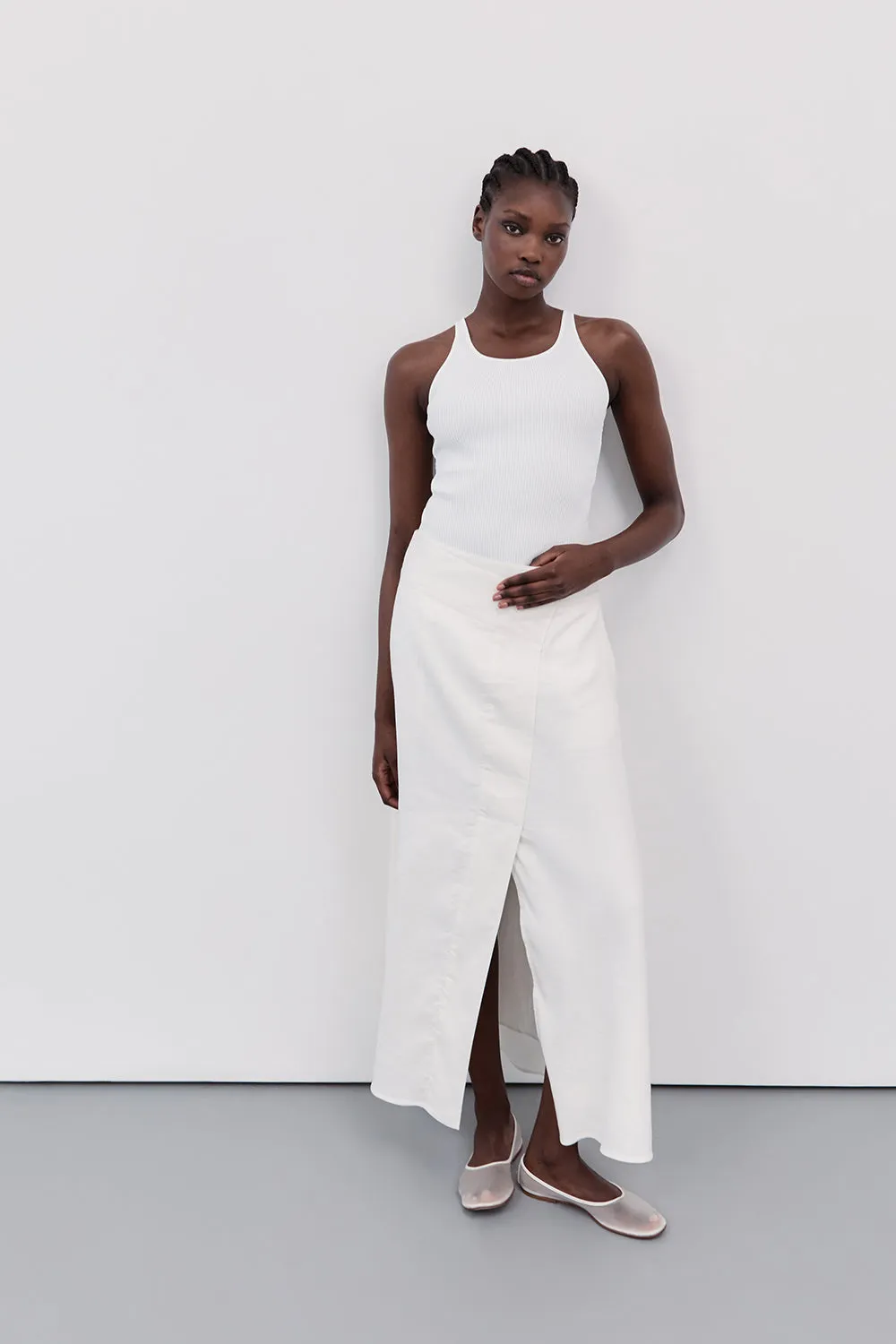 ワンピース OFF WHITE Women Mid Skirts OWDB455 WHITE Midi skirt with lace, White - Sisley