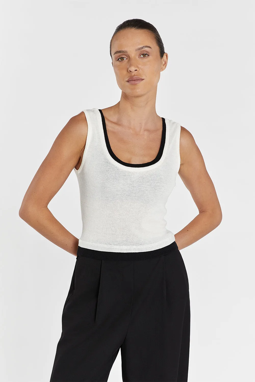 NOEL OFF WHITE CONTRAST KNIT TANK sold by Dissh product image thumbnail 2