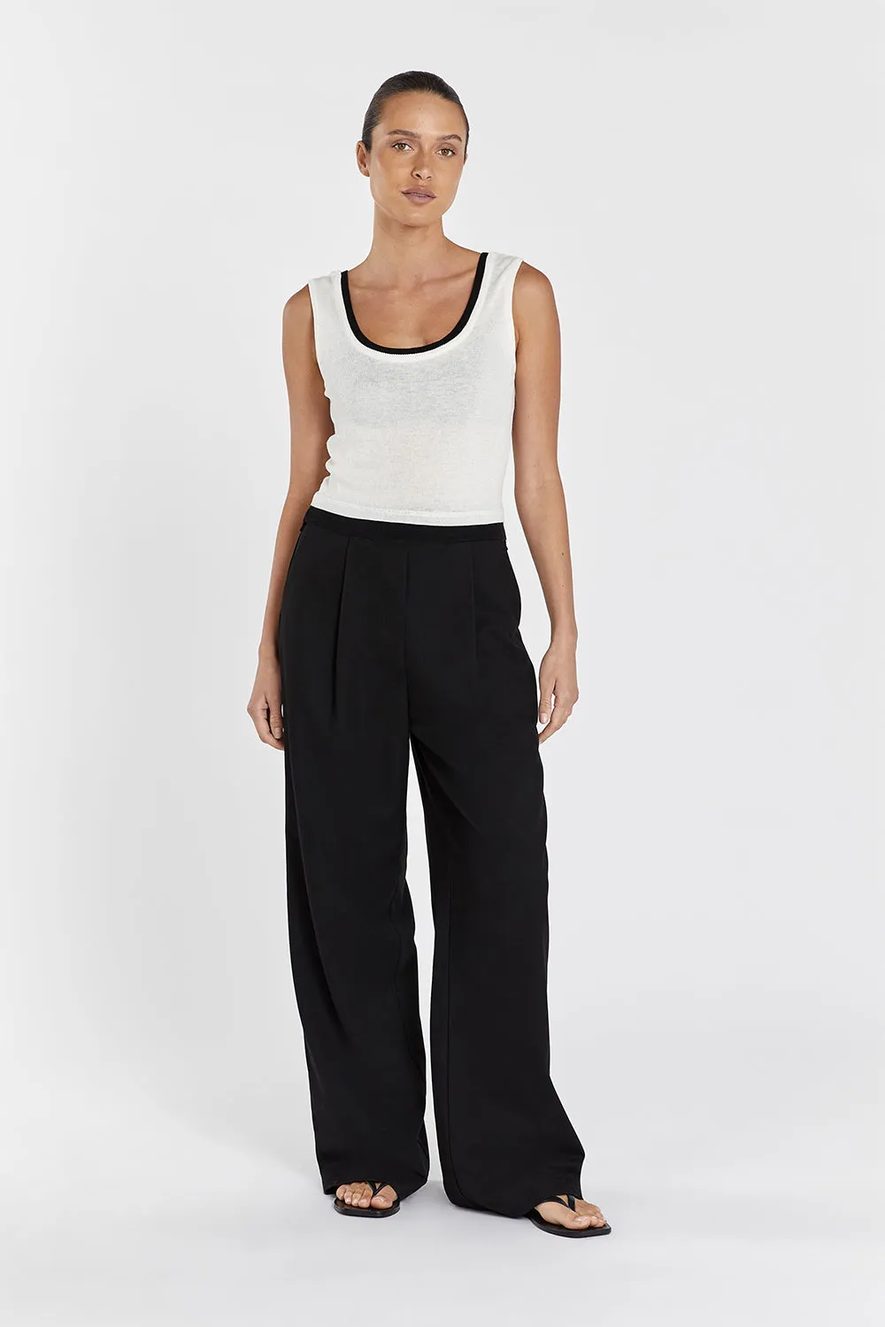 NOEL OFF WHITE CONTRAST KNIT TANK sold by Dissh