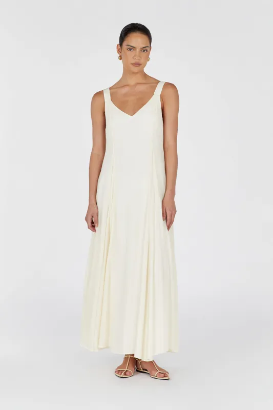 EMILY BUTTERMILK V-NECK MAXI DRESS sold by Dissh