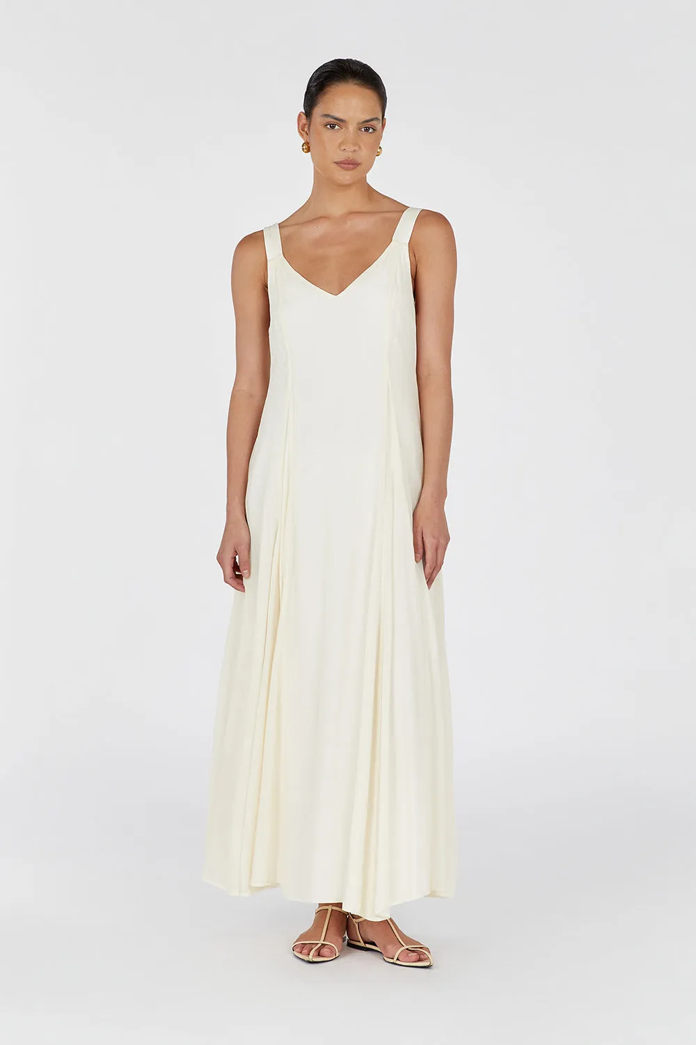 EMILY BUTTERMILK V-NECK MAXI DRESS sold by Dissh