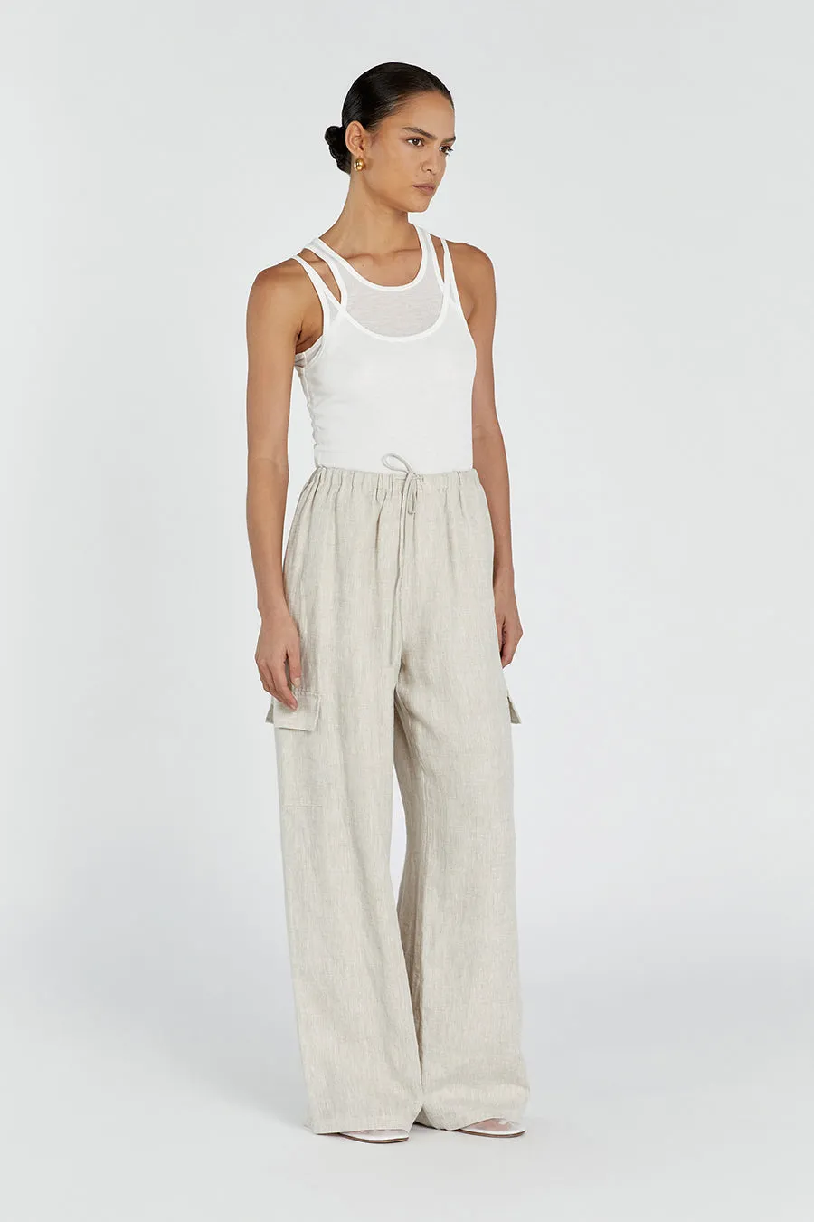 INGRID NATURAL LINEN CARGO PANT sold by Dissh product image thumbnail 3