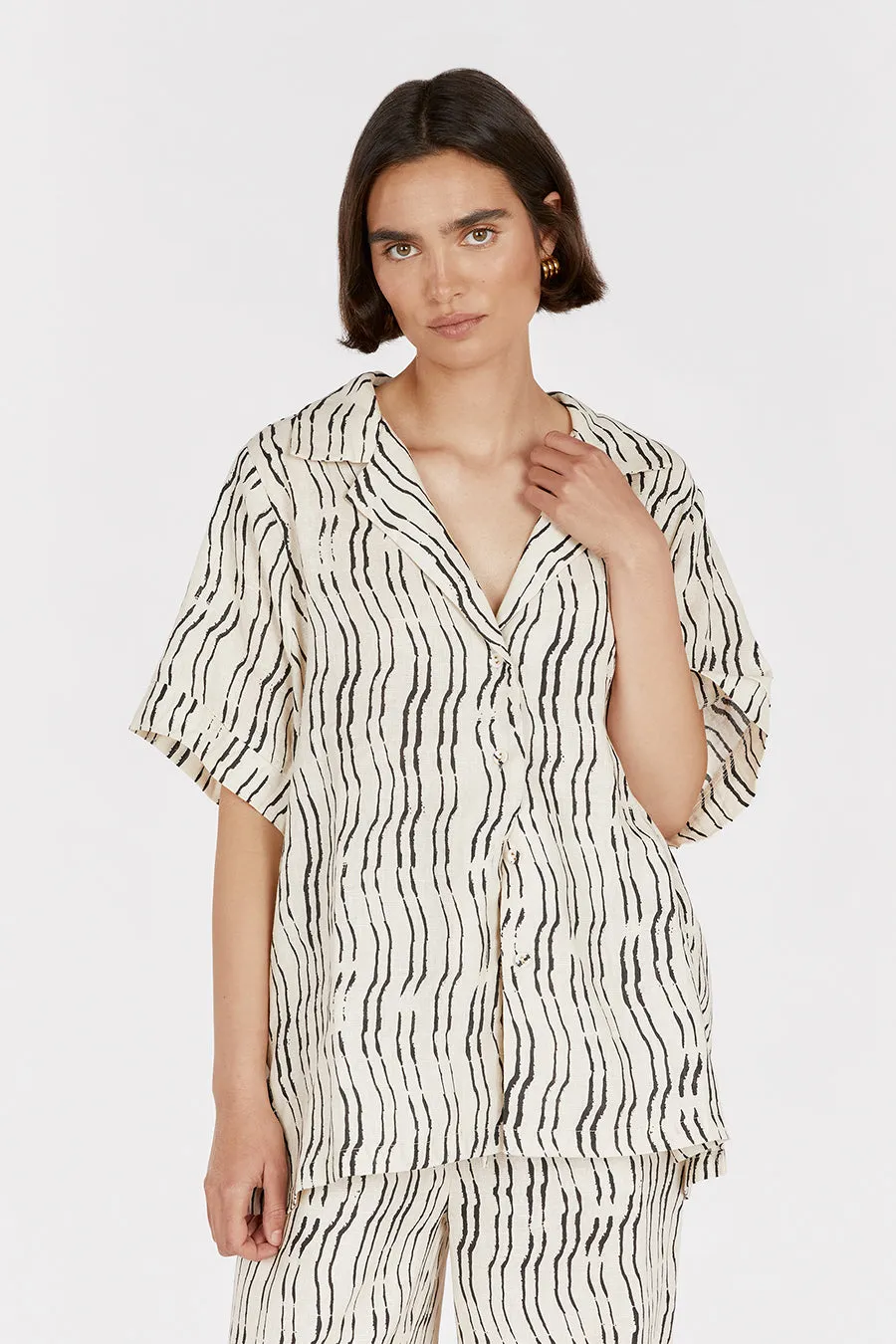 CLAIR CREAM STRIPE LINEN SHIRT sold by Dissh product image thumbnail 2