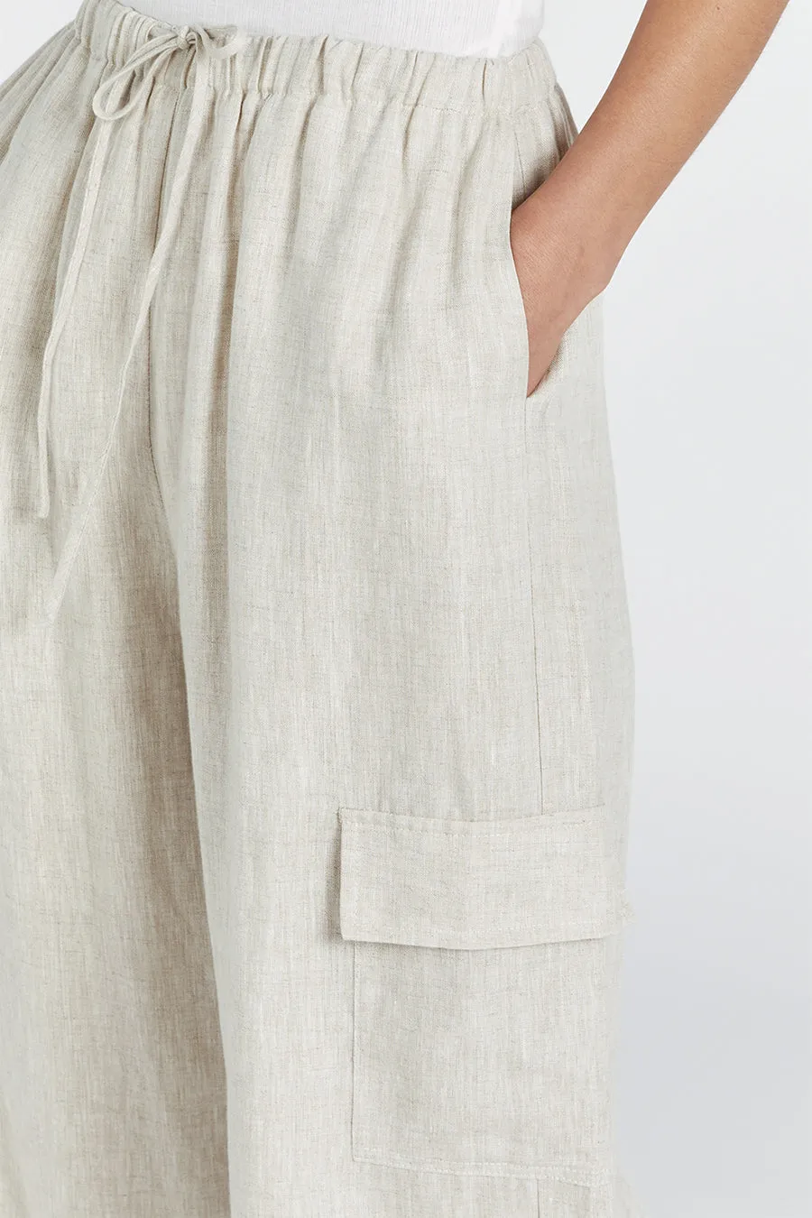 INGRID NATURAL LINEN CARGO PANT sold by Dissh product image thumbnail 5