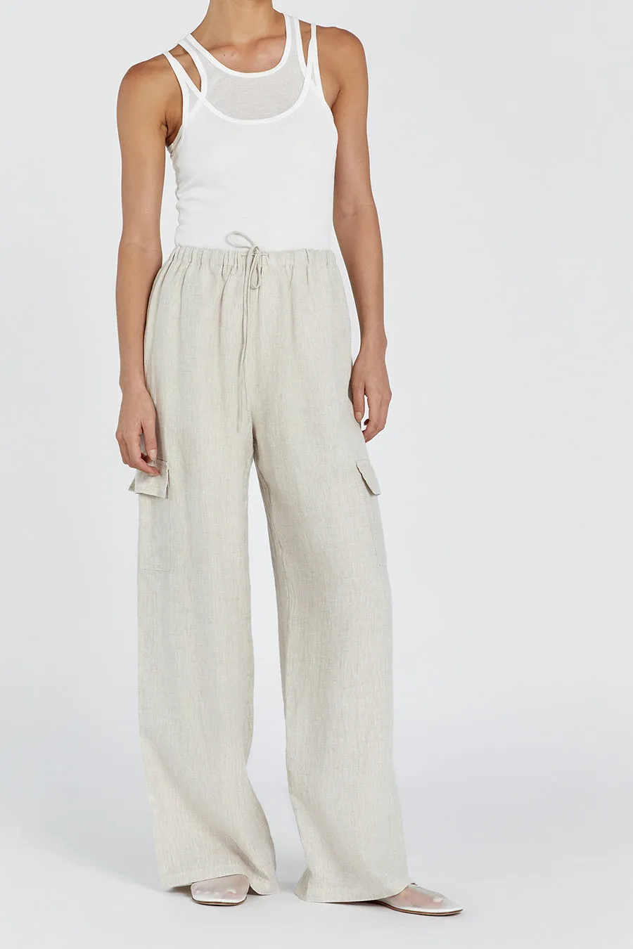 INGRID NATURAL LINEN CARGO PANT sold by Dissh product image thumbnail 2