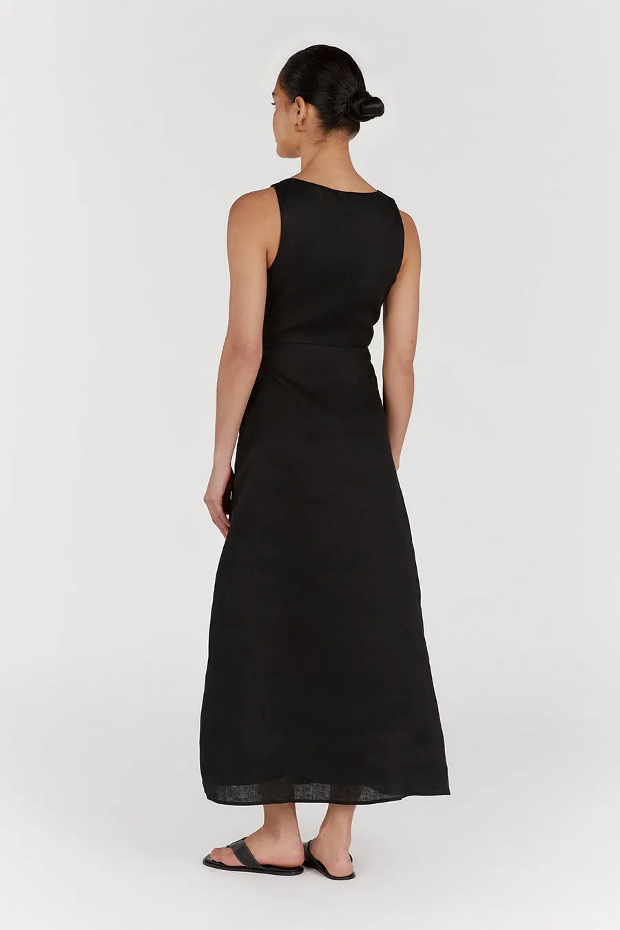 SHANNON BLACK LINEN MIDI DRESS sold by Dissh product image thumbnail 4
