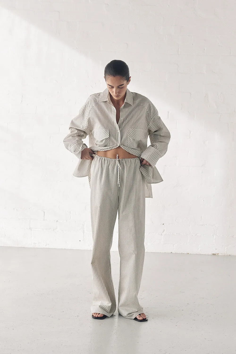 STOCKHOLM STRIPE SILK BLEND PANT sold by Dissh