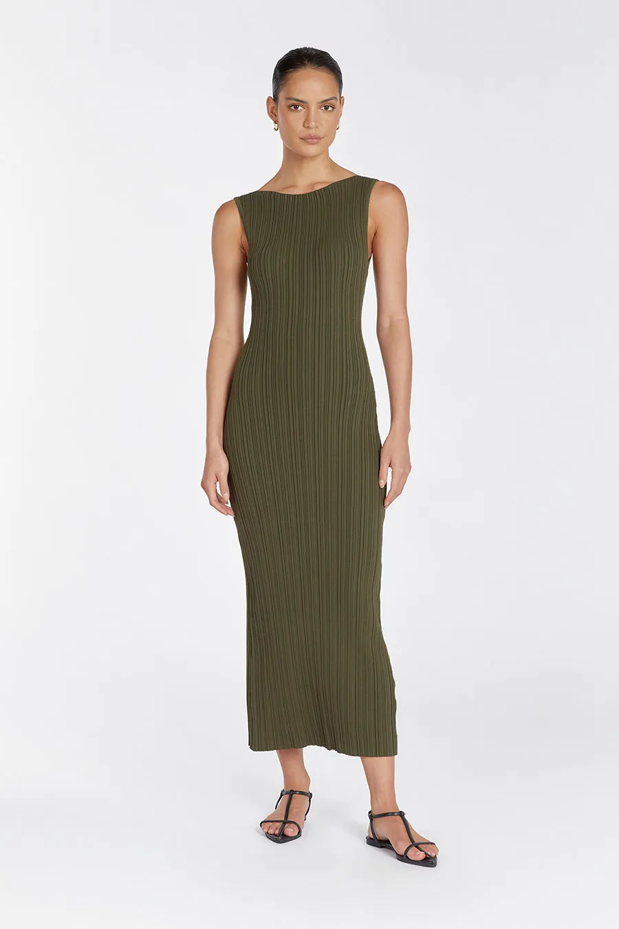 SIENNA OLIVE KNIT MIDI DRESS sold by Dissh product image thumbnail 4