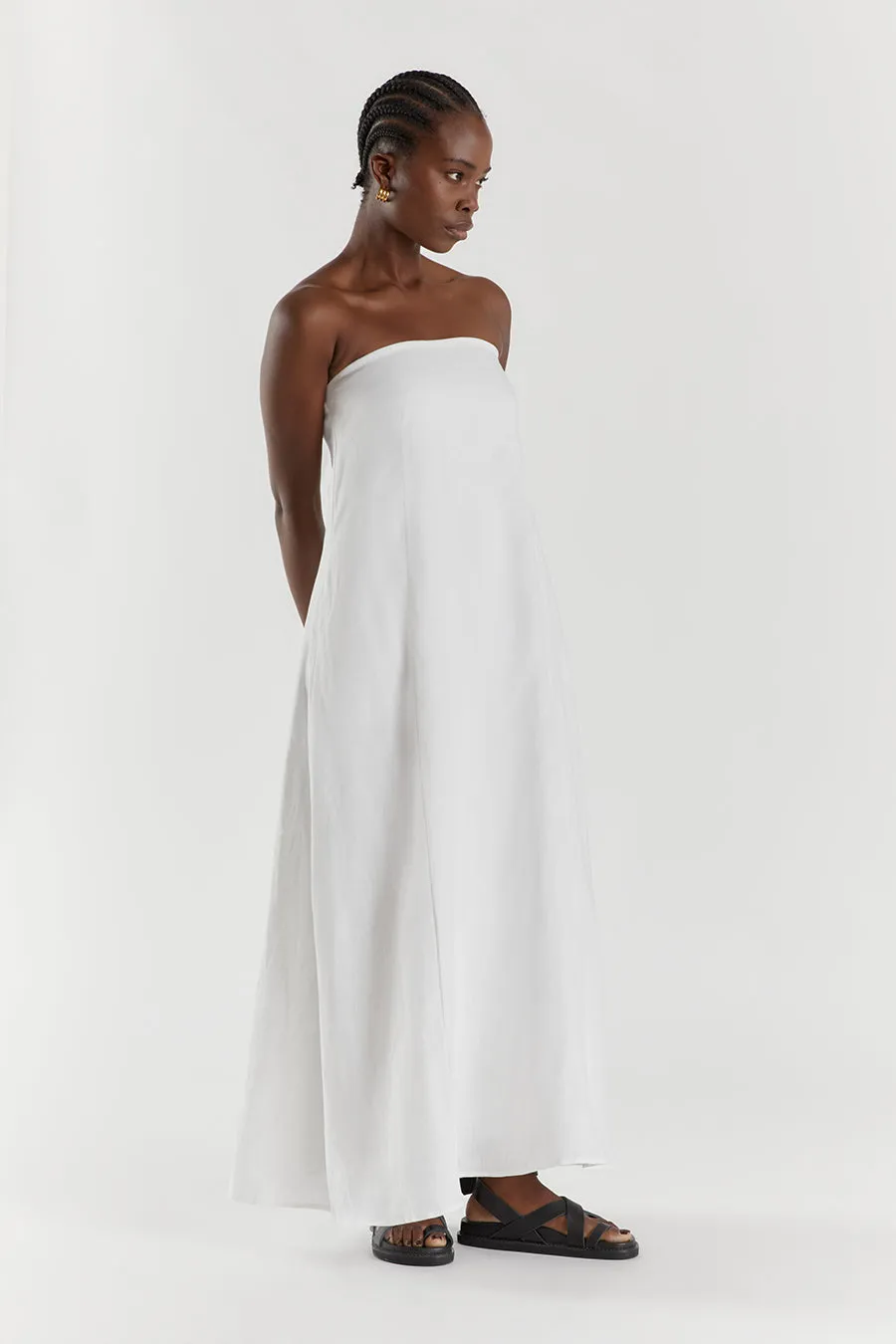 KARNEY WHITE LINEN STRAPLESS DRESS sold by Dissh product image thumbnail 3