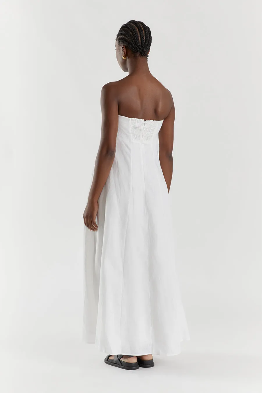 KARNEY WHITE LINEN STRAPLESS DRESS sold by Dissh product image thumbnail 4