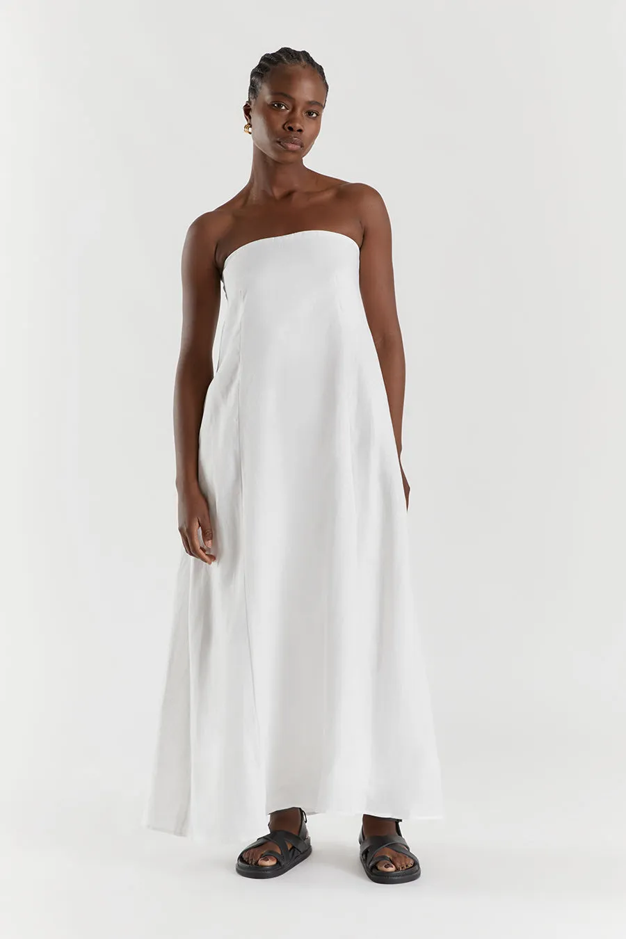 KARNEY WHITE LINEN STRAPLESS DRESS sold by Dissh product image thumbnail 2