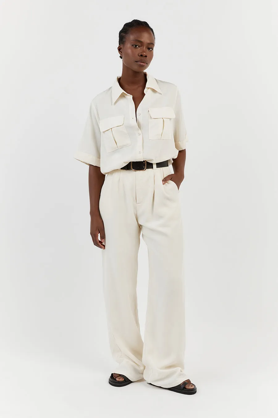 AMELIA OFF WHITE LINEN BLEND PANT sold by Dissh product image thumbnail 2