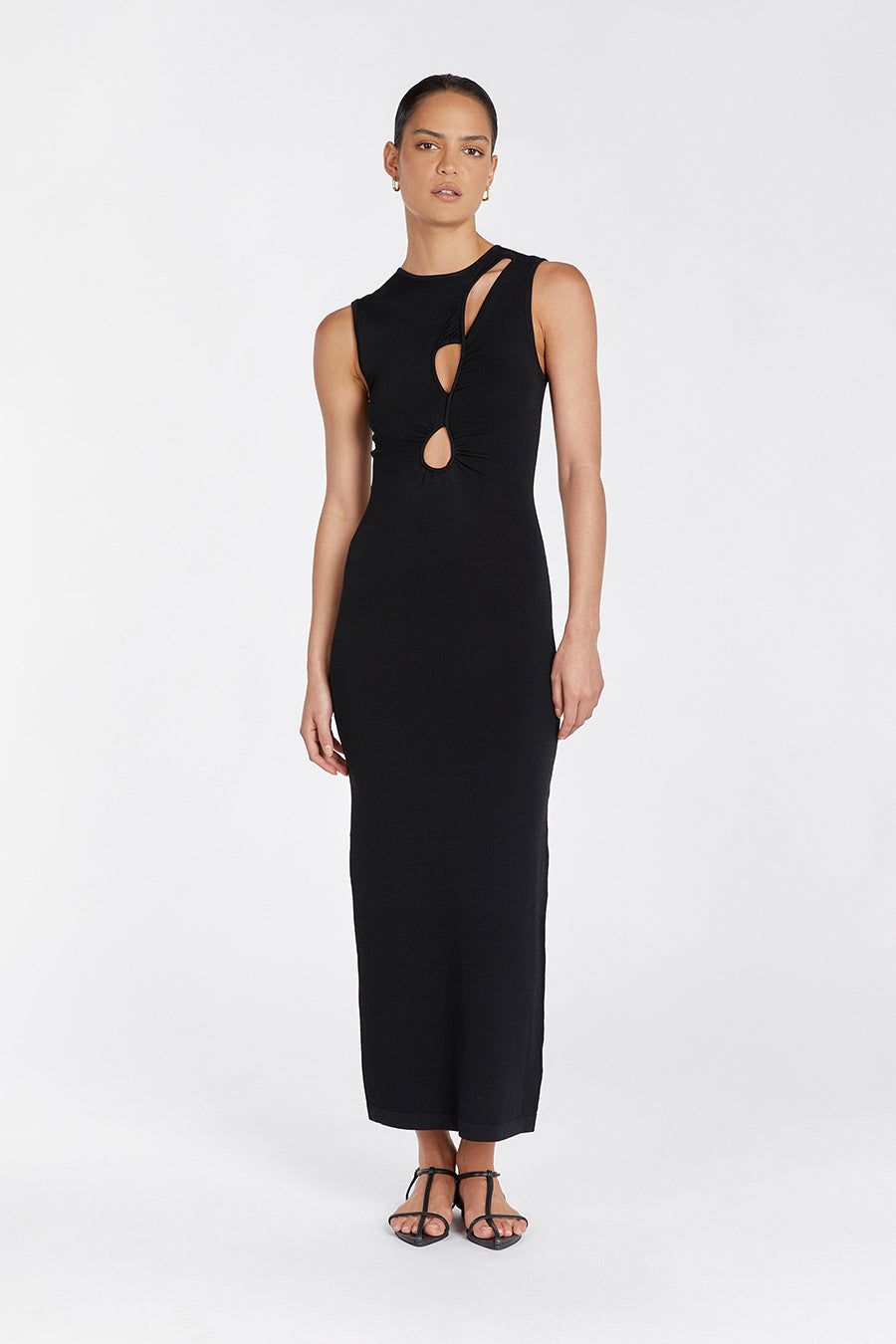 MONIQUE BLACK KNIT MIDI DRESS sold by Dissh