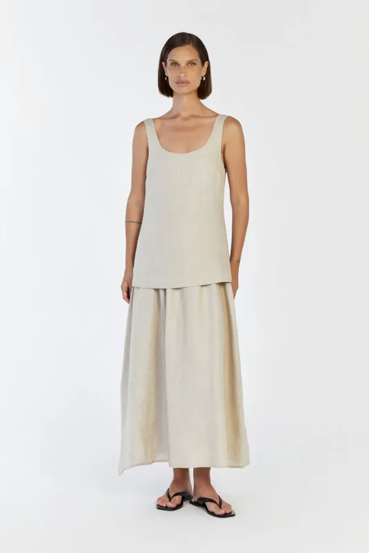 GIGI CHALK LINEN MIDI DRESS made by Dissh