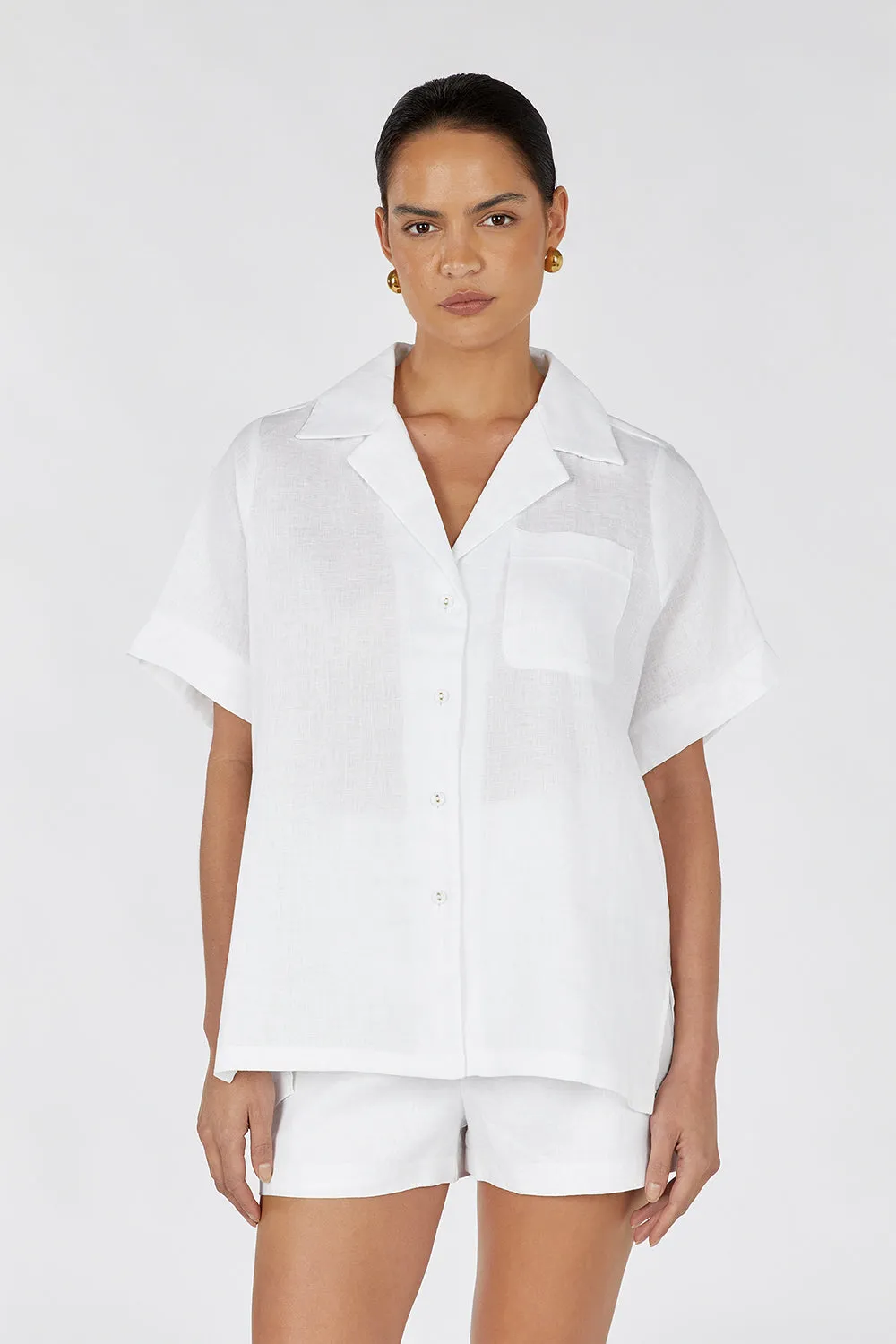CAMPBELL WHITE LINEN SHIRT sold by Dissh product image thumbnail 2