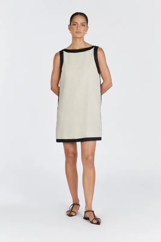 ZURI NATURAL LINEN MINI DRESS sold by Dissh