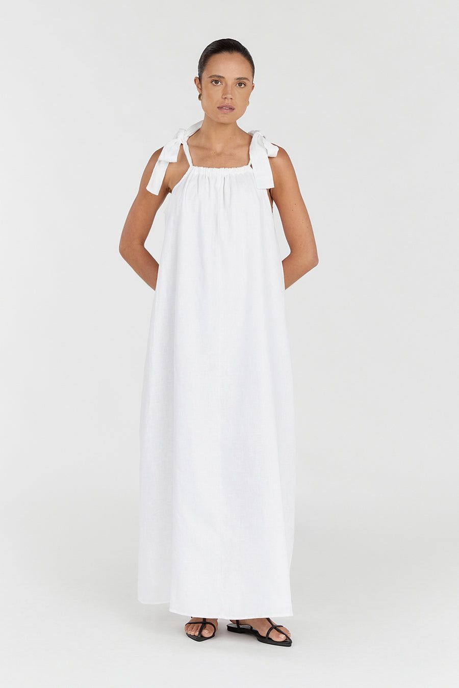 SAYLOR WHITE BOW LINEN MAXI DRESS sold by Dissh product image thumbnail 2