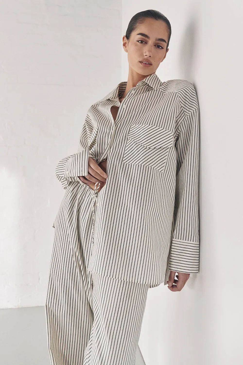 STOCKHOLM STRIPE SILK BLEND SHIRT sold by Dissh