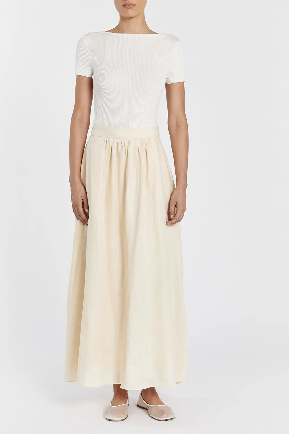 GEMIMA LEMON LINEN MIDI SKIRT sold by Dissh product image thumbnail 2