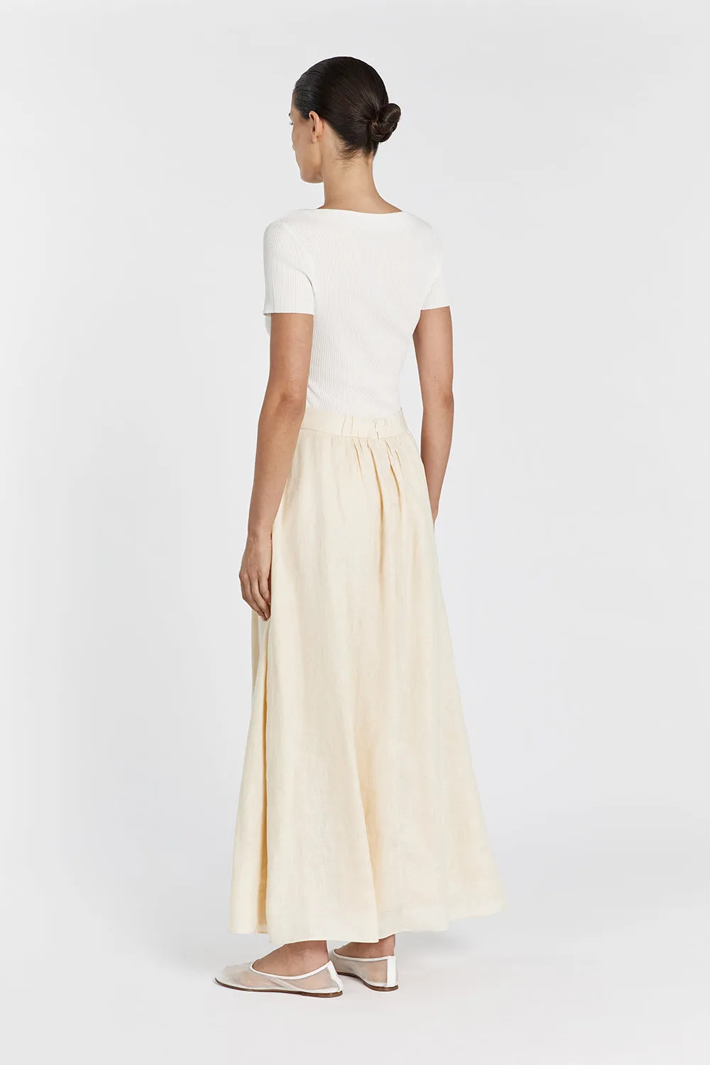 GEMIMA LEMON LINEN MIDI SKIRT sold by Dissh product image thumbnail 4
