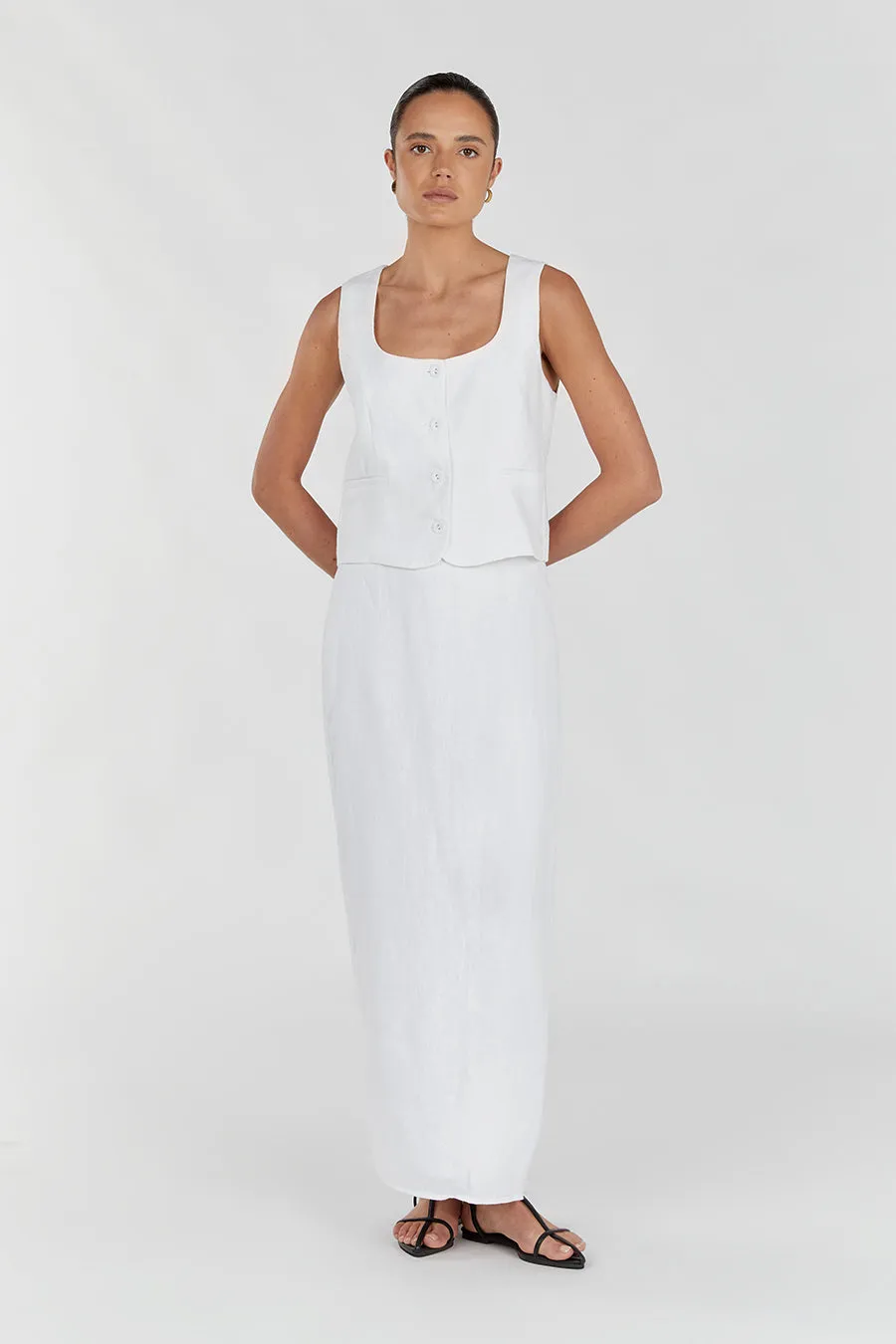 ROBERTS WHITE LINEN MIDI SKIRT sold by Dissh product image thumbnail 2