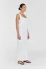 ROBERTS WHITE LINEN MIDI SKIRT sold by Dissh