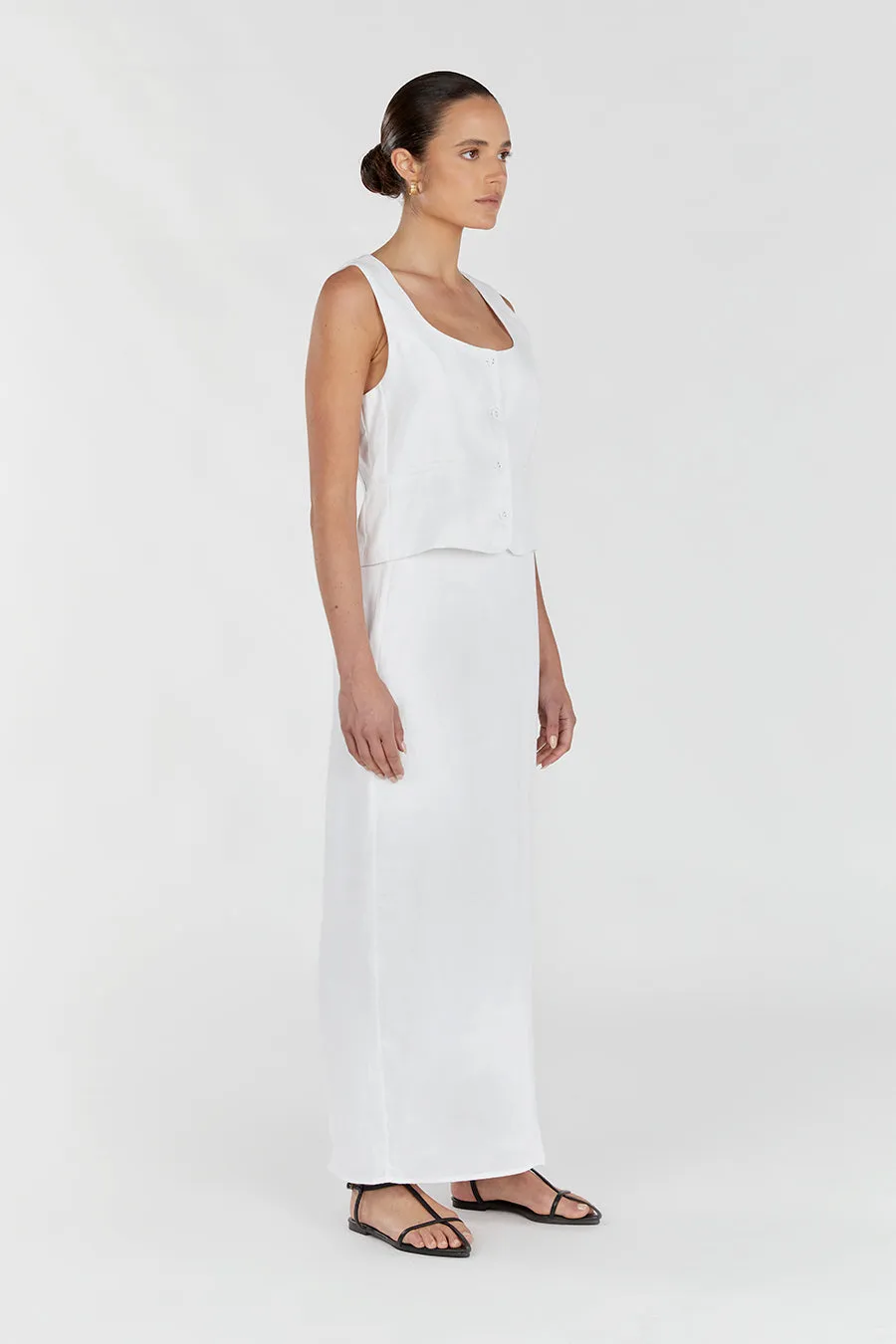 ROBERTS WHITE LINEN MIDI SKIRT sold by Dissh product image thumbnail 3