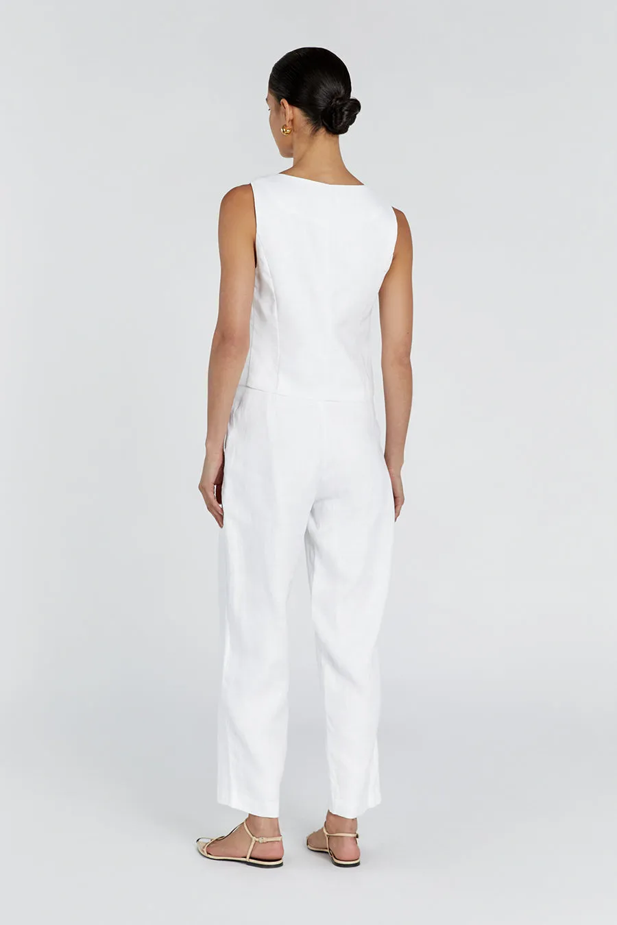 RYAN WHITE LINEN TAPERED PANT sold by Dissh product image thumbnail 4