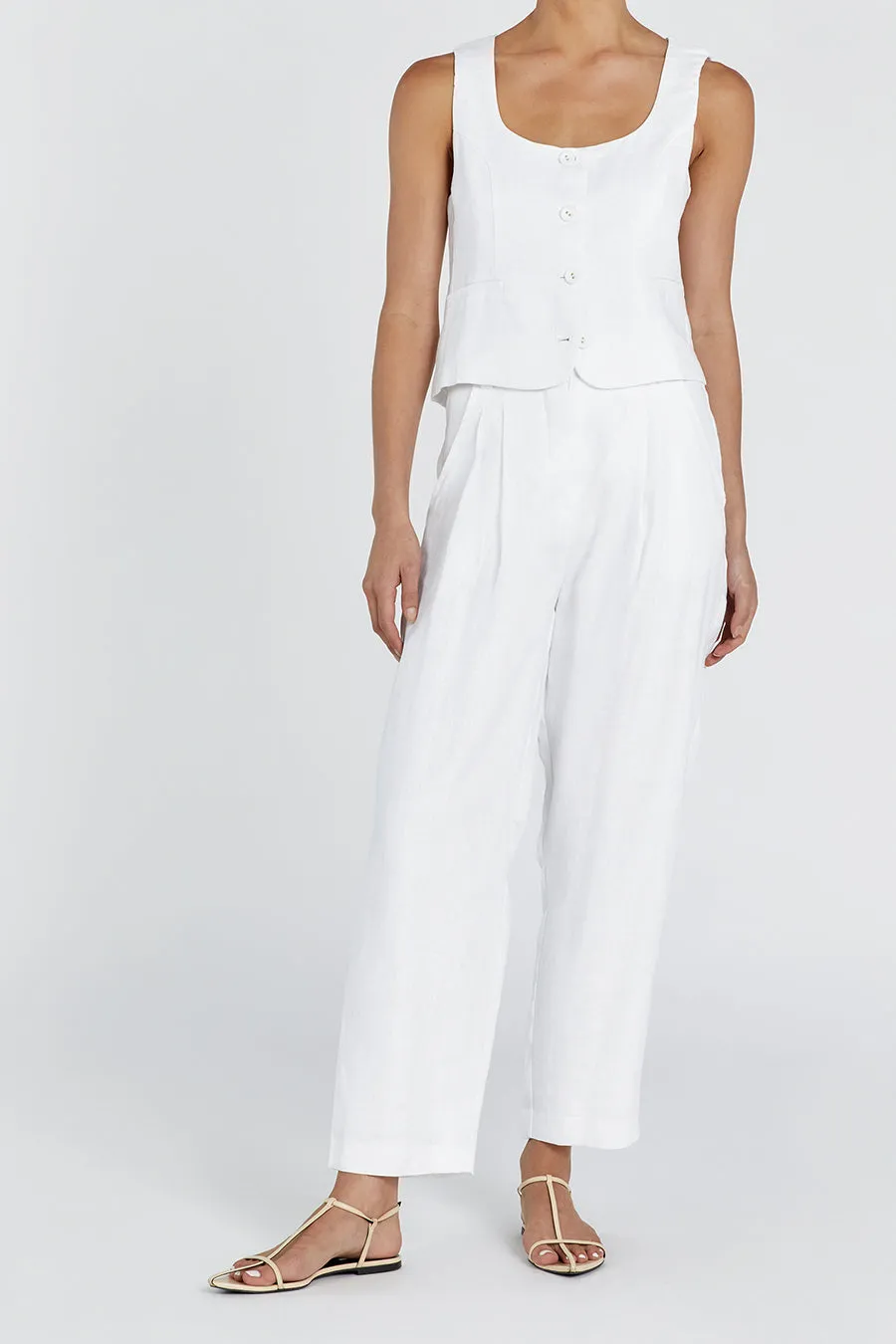 RYAN WHITE LINEN TAPERED PANT sold by Dissh product image thumbnail 2