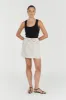 GINGER NATURAL LINEN MINI SKIRT sold by Dissh
