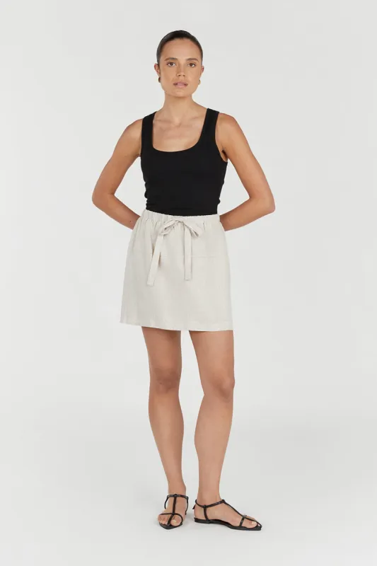 GINGER NATURAL LINEN MINI SKIRT sold by Dissh