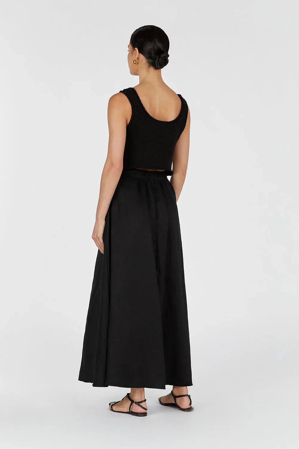 GEMIMA BLACK LINEN MIDI SKIRT sold by Dissh product image thumbnail 5