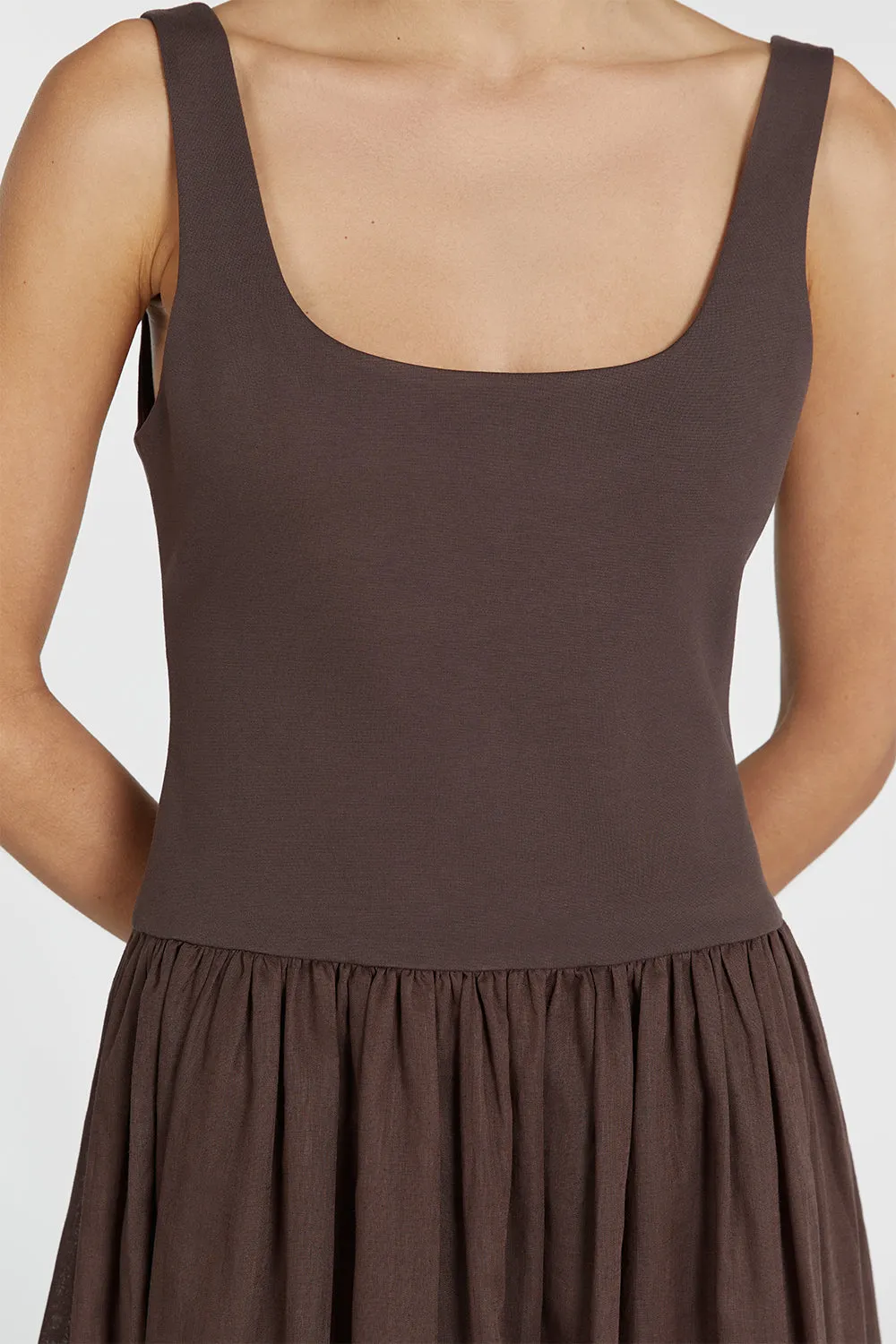 MON BITTER CHOC SCOOP NECK MIDI DRESS sold by Dissh product image thumbnail 5