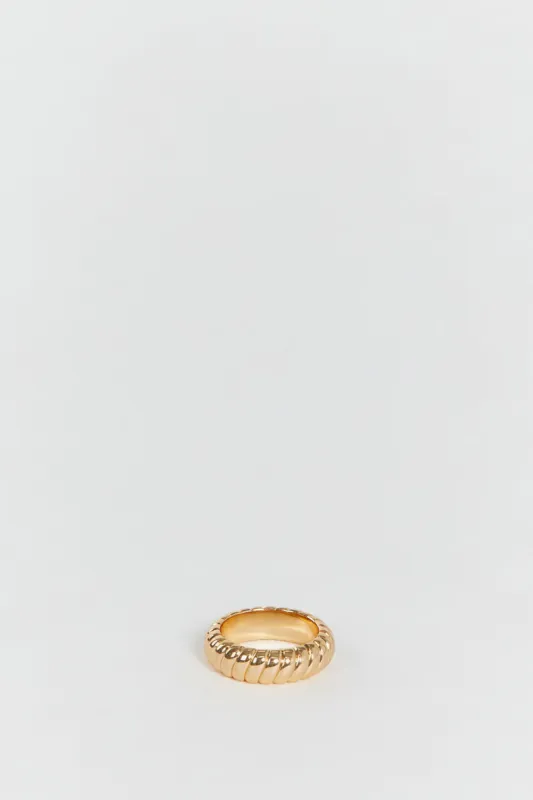 LUV AJ RIDGED MARBELLA GOLD RING sold by Dissh