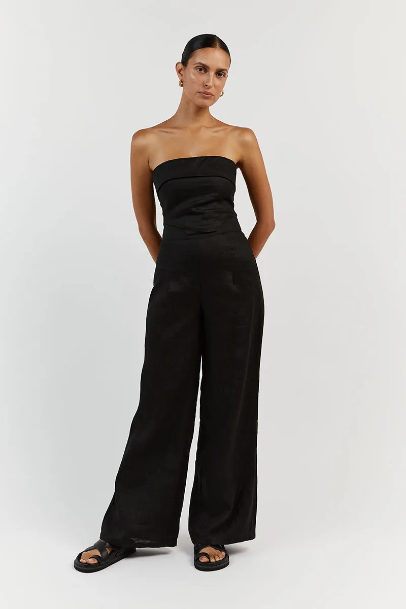 LILY BLACK LINEN CORSET sold by Dissh