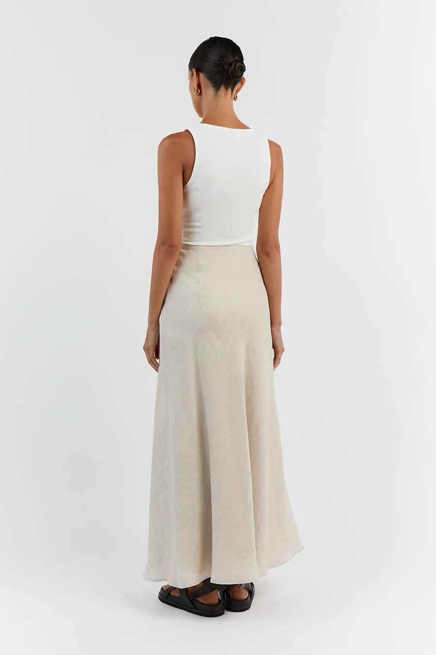 SYRAH NATURAL LINEN MIDI SKIRT sold by Dissh product image thumbnail 4