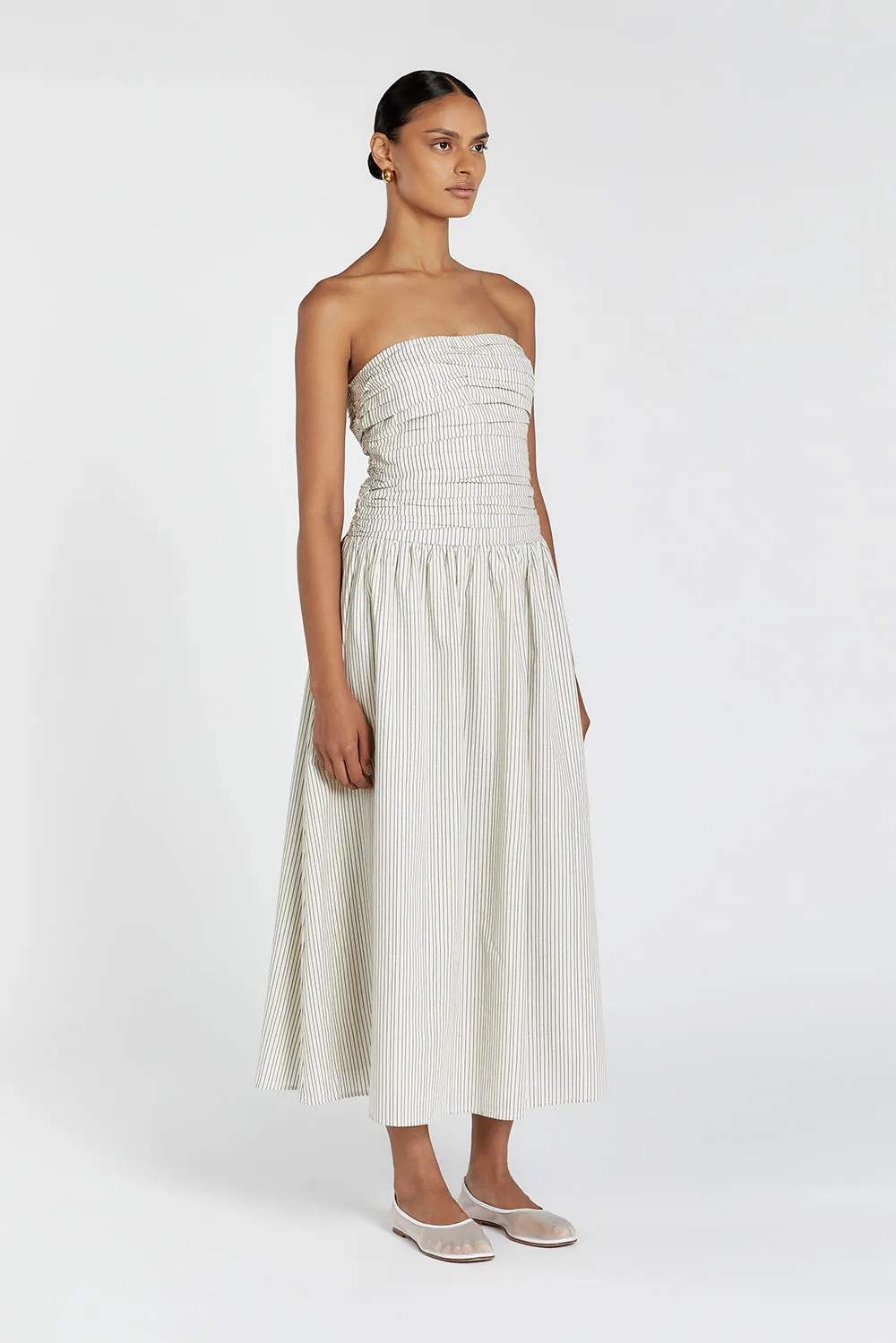 AYLA CREAM STRIPE MIDI DRESS sold by Dissh product image thumbnail 4