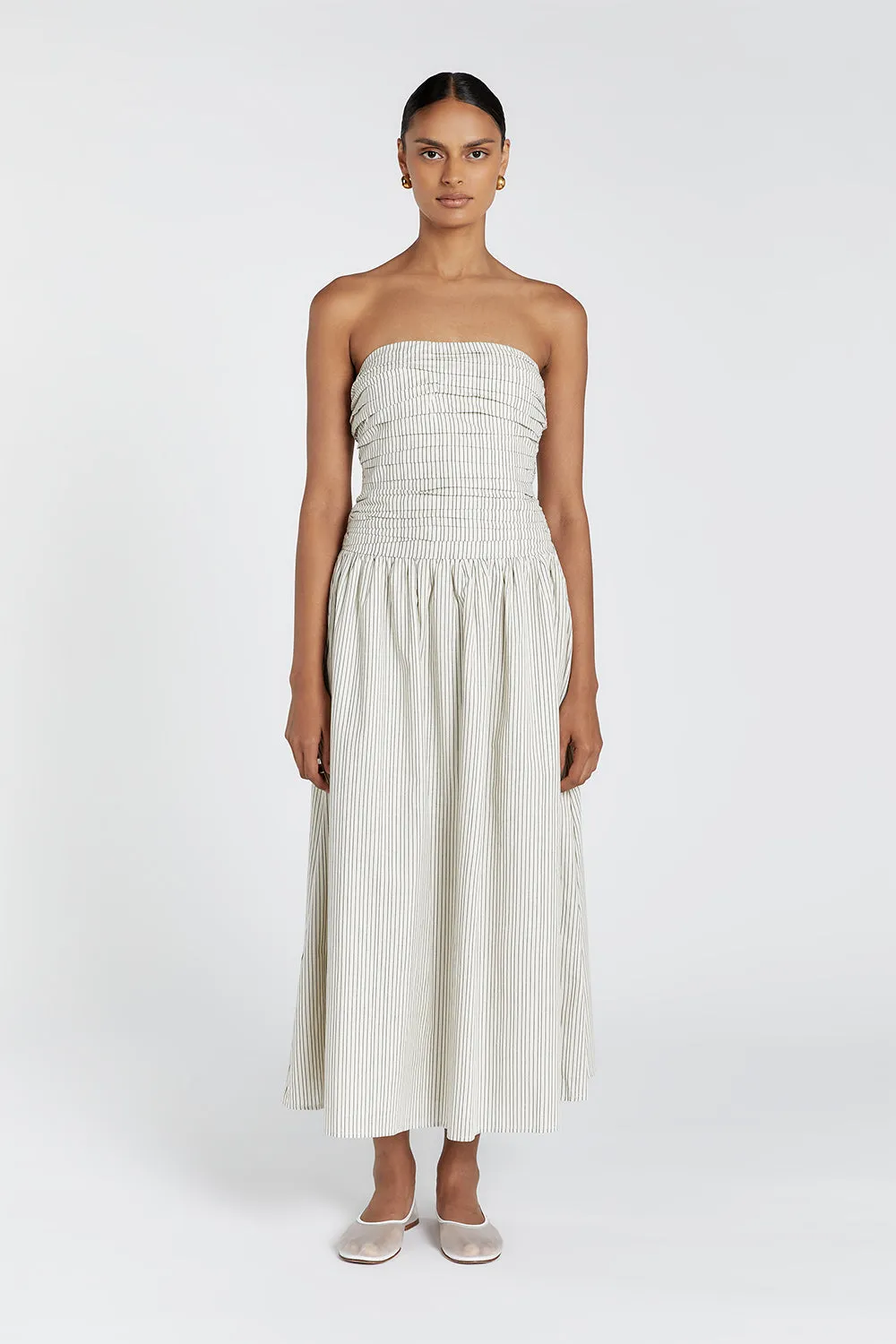AYLA CREAM STRIPE MIDI DRESS sold by Dissh product image thumbnail 2