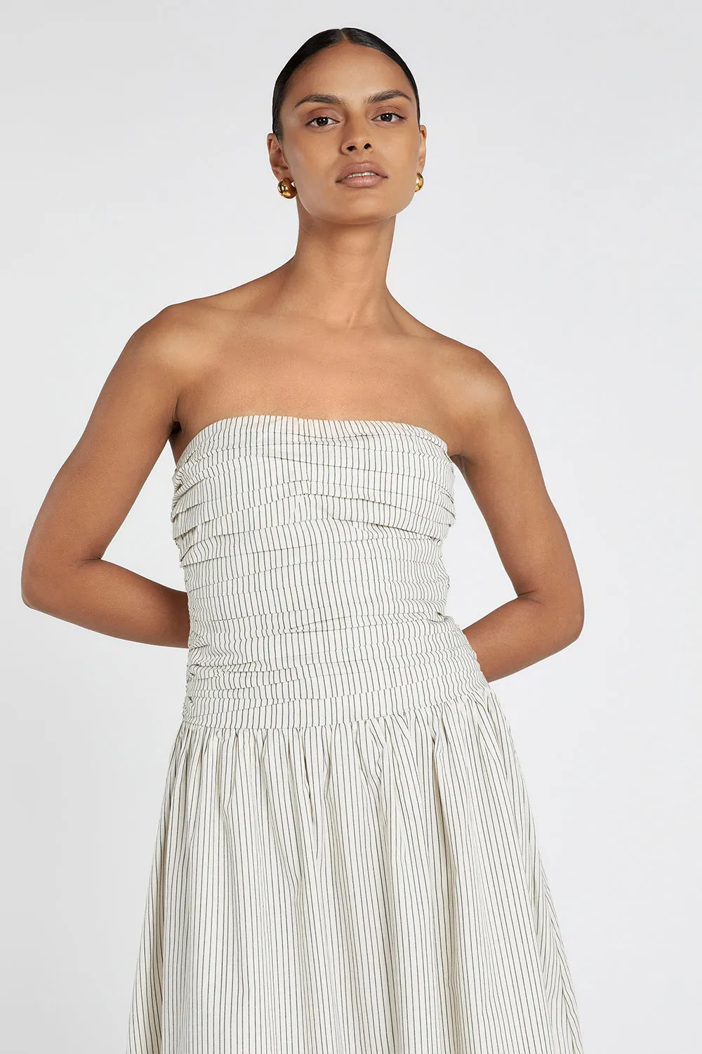 AYLA CREAM STRIPE MIDI DRESS sold by Dissh product image thumbnail 3
