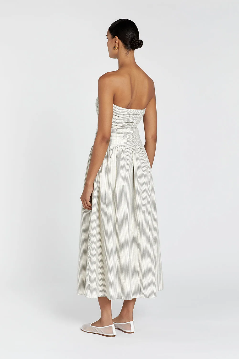 AYLA CREAM STRIPE MIDI DRESS sold by Dissh product image thumbnail 5
