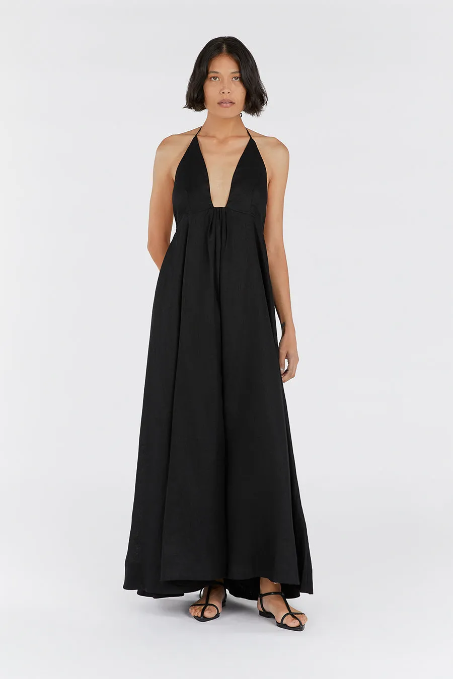 SICILY BLACK LINEN MAXI DRESS sold by Dissh product image thumbnail 2