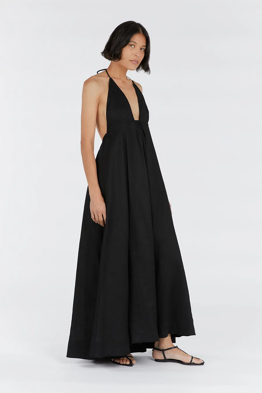 SICILY BLACK LINEN MAXI DRESS sold by Dissh product image thumbnail 3
