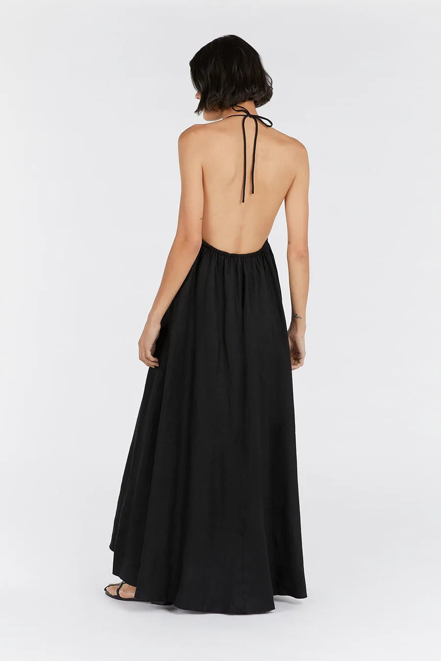 SICILY BLACK LINEN MAXI DRESS sold by Dissh product image thumbnail 4