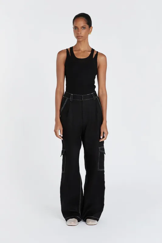 JUDE BLACK SLEEVELESS LAYER TOP sold by Dissh