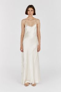 MYA CREAM SATIN SLIP MAXI DRESS sold by Dissh