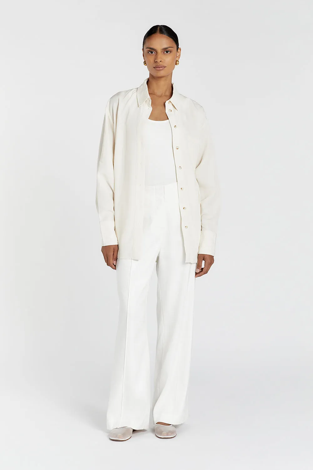 AKASHA TENCEL BLEND BUTTERMILK SHIRT sold by Dissh