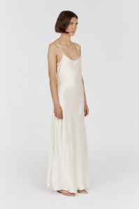 MYA CREAM SATIN SLIP MAXI DRESS sold by Dissh