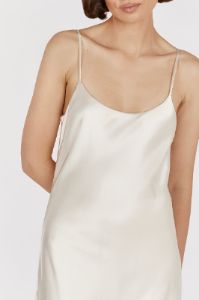 MYA CREAM SATIN SLIP MAXI DRESS sold by Dissh