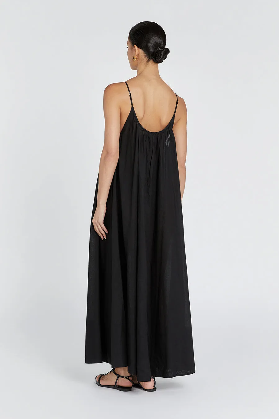 CAPRI BLACK LINEN SHEER MAXI DRESS sold by Dissh product image thumbnail 5